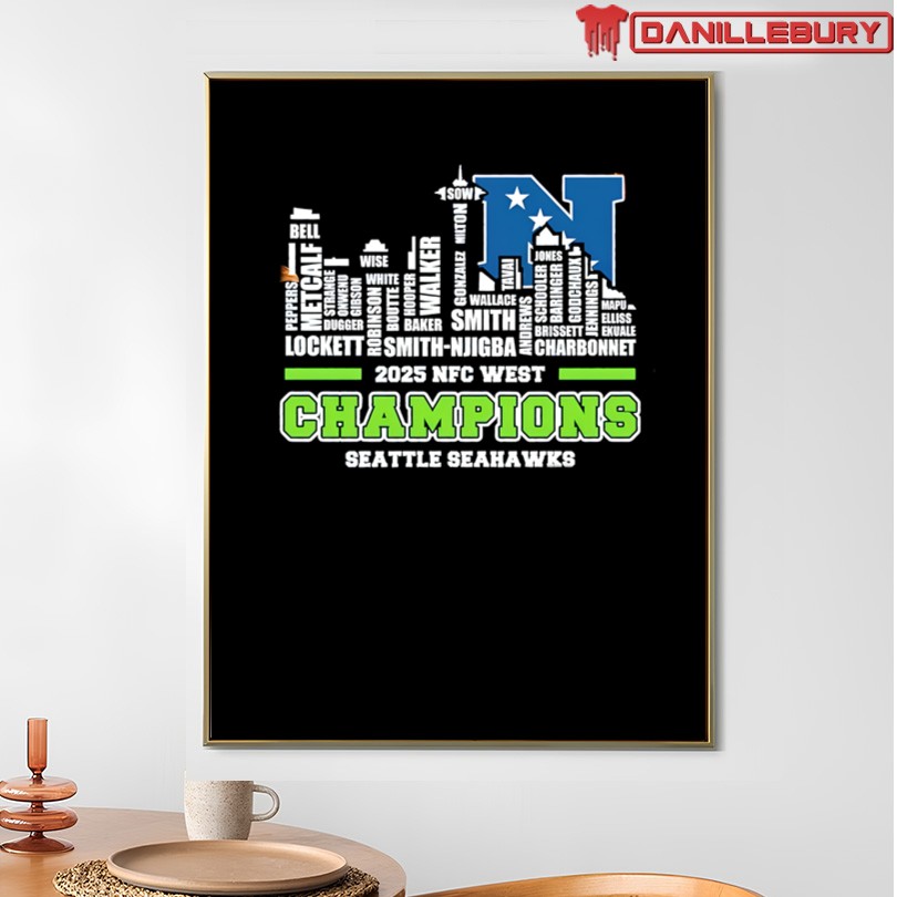 Seattle Seahawks Skyline Player Names 2025 NFC West Champions Shirt - Image 4