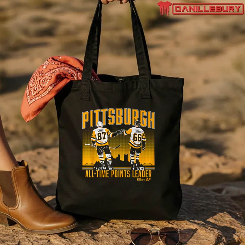 Sidney Crosby and Mario Lemieux Pittsburgh All Time Points Leader T-Shirt - Image 3